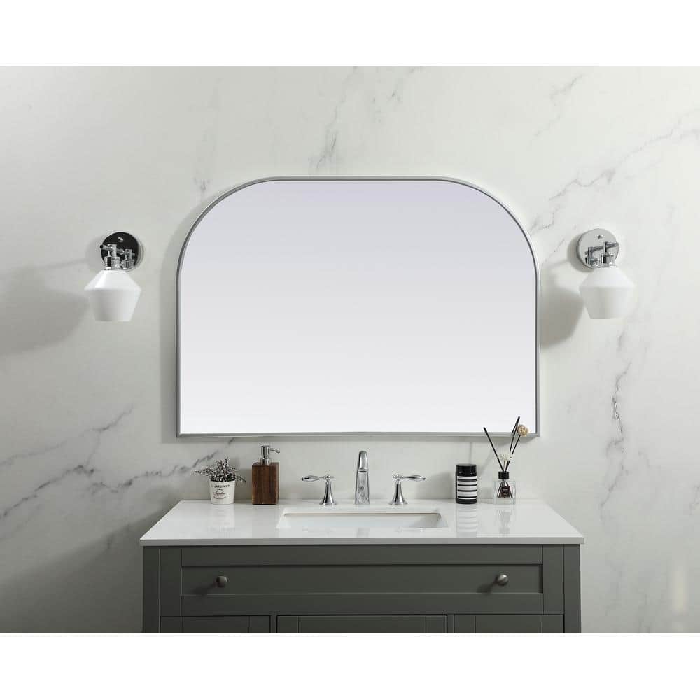 Silver Arch Top Metal Frame Bathroom Mirror