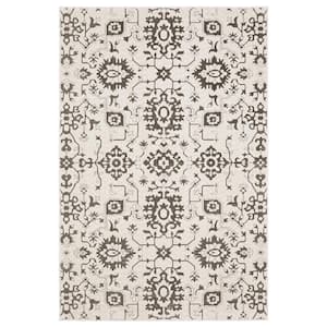 Imperial Ivory/Gray 4 ft. x 6 ft. Borderless Oriental Floral Persian-Inspired Polyester Indoor Area Rug