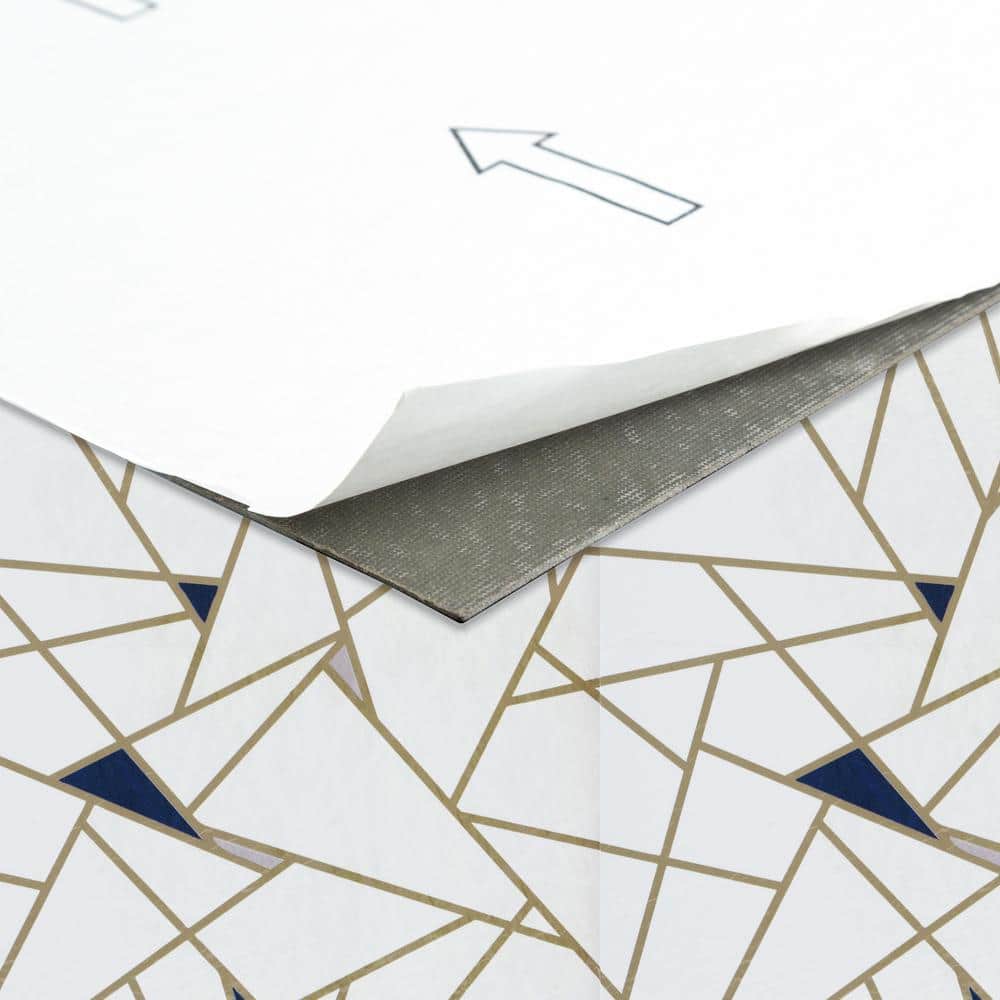 Edge Pattern Blue and Cream 12-Inch Vinyl Floor Tiles