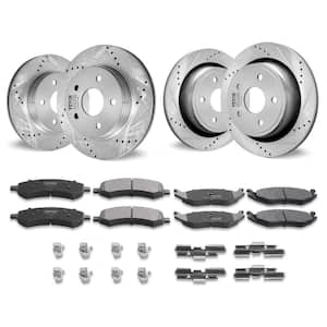 Front and Rear Brake Kit for 06-2018 Dodge Ram 1500,07-2009 Dodge Durango Chrysler Aspen, Drilled Brake Rotors