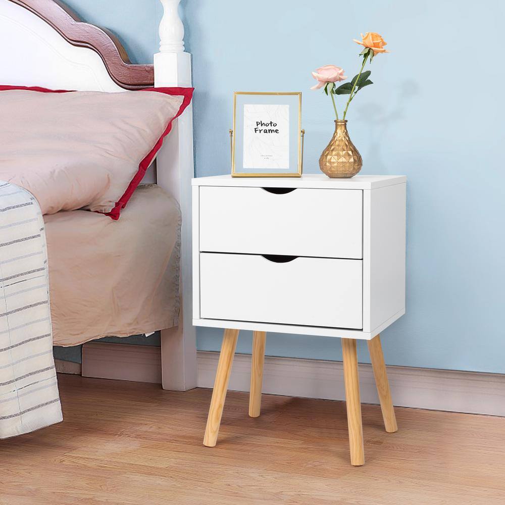 White 2 Drawer Nightstand