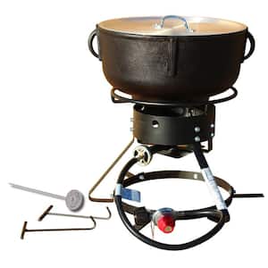 Portable Propane Gas Cast Iron Jambalaya Package with 12 in. Bolt Together Stand