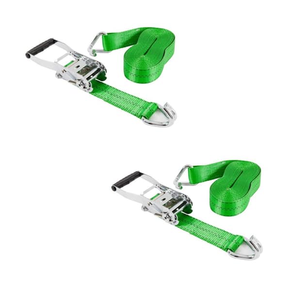 Keeper Chrome Heavy-Duty Ratchet Tie Down Strap 30 ft. x 2 in. 3,333 lbs with Double J Hook (2-Pack)