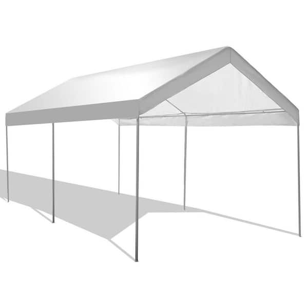 ANGELES HOME 10 ft.x 20 ft.White Steel Frame Portable Car Canopy Shelter