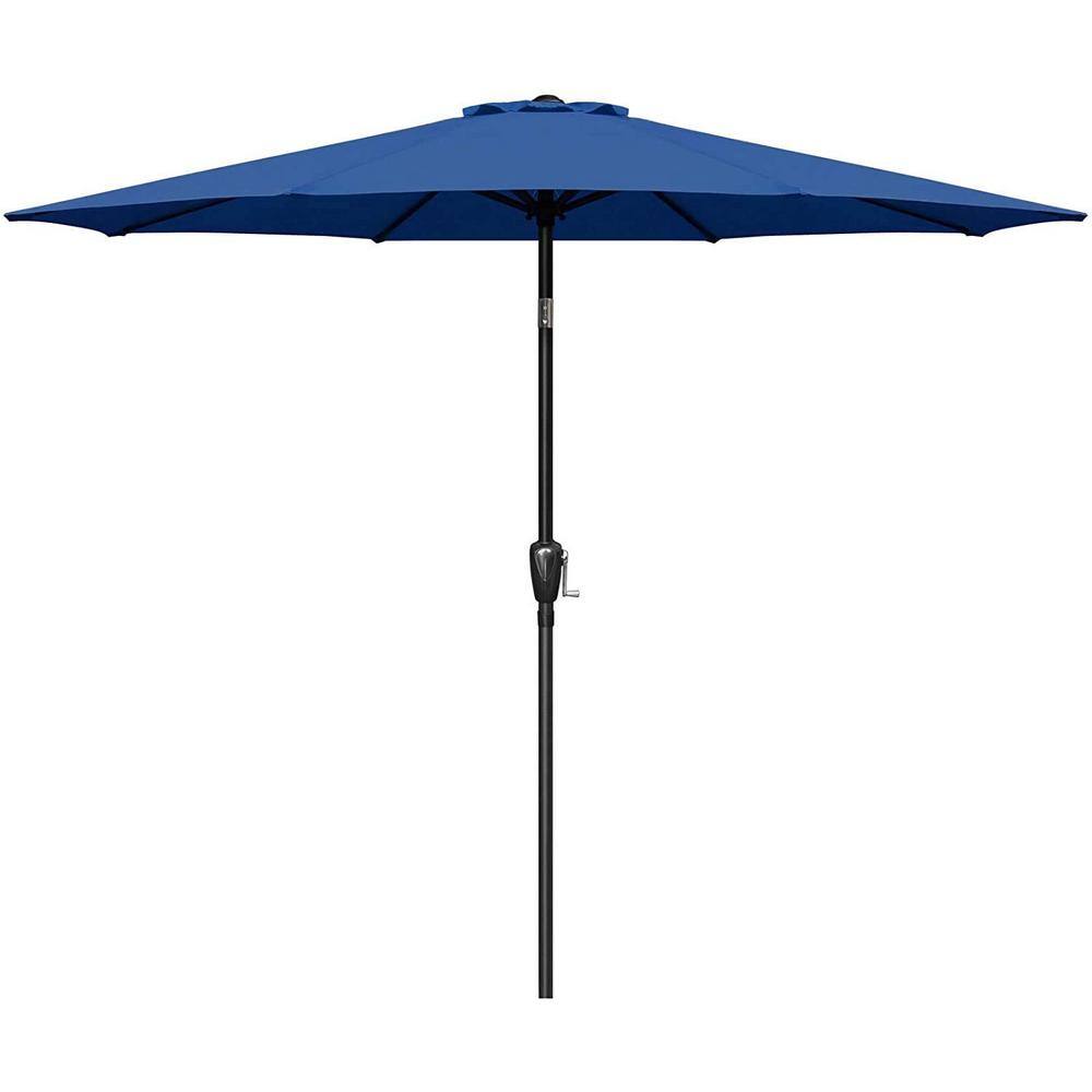 9 ft. Outdoor Market Patio Umbrella with Button Tilt, Crank and 8 Sturdy Ri