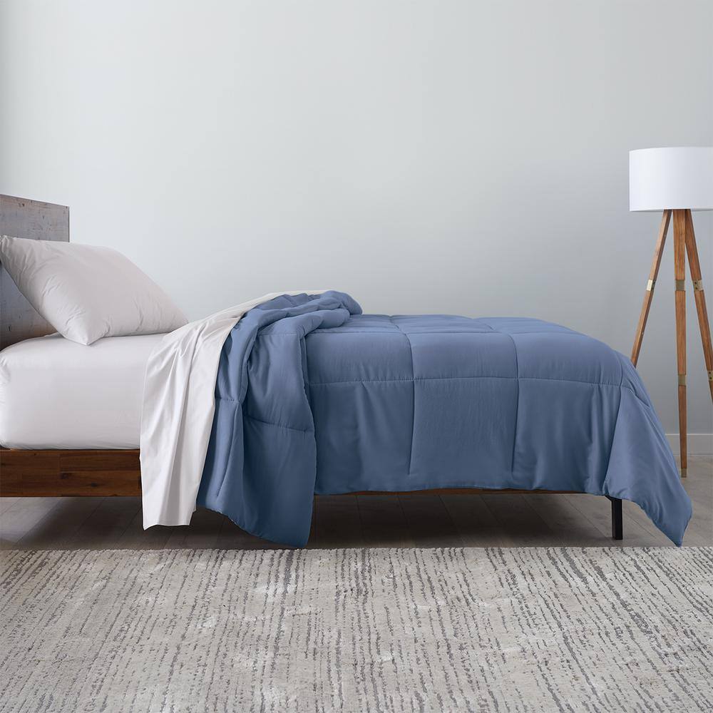 Twin Slate Blue Microfiber Down-Alternative Comforter