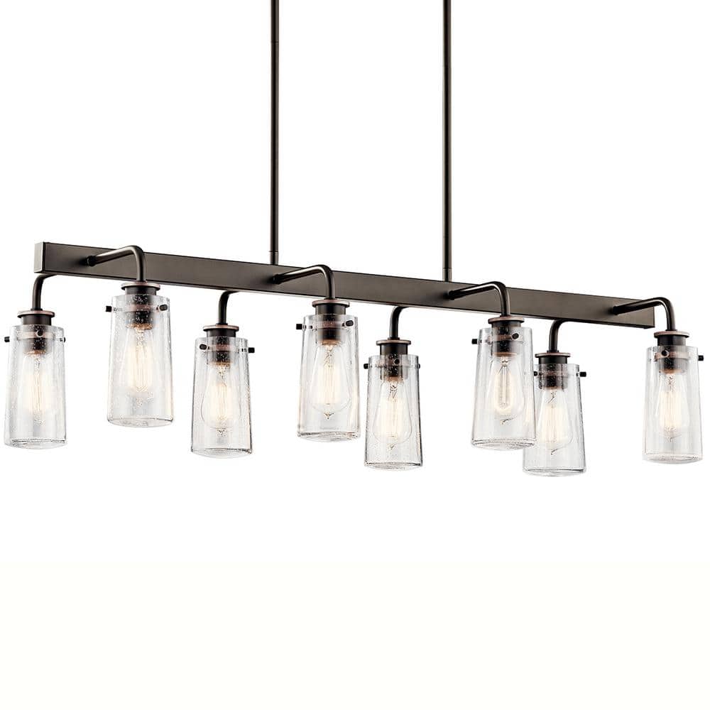 Braelyn Classic Pewter 42" Wide 8-Light Chandelier with Clear Seeded Glass