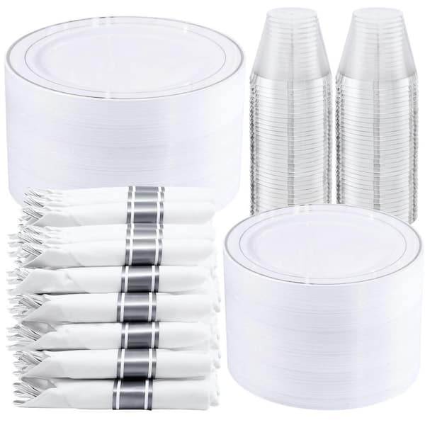 Black Silver Plastic Plates (350 Per Case)