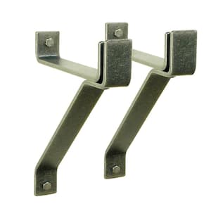 Handcrafted 12 in. Wall Brackets For Roll End Bar Hammered Steel (Set of 2)