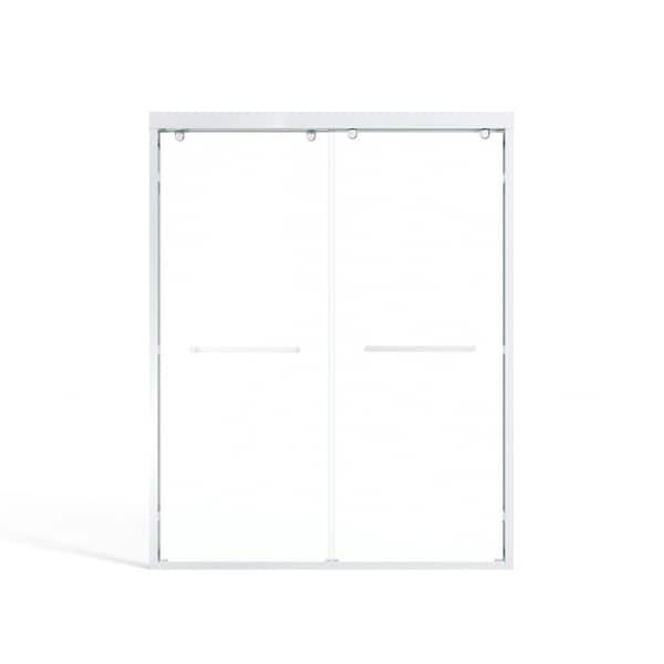 Unbranded 60 in. W x 76 in. H Sliding Shower Door Framed in Silver with Clear Glass and Handle