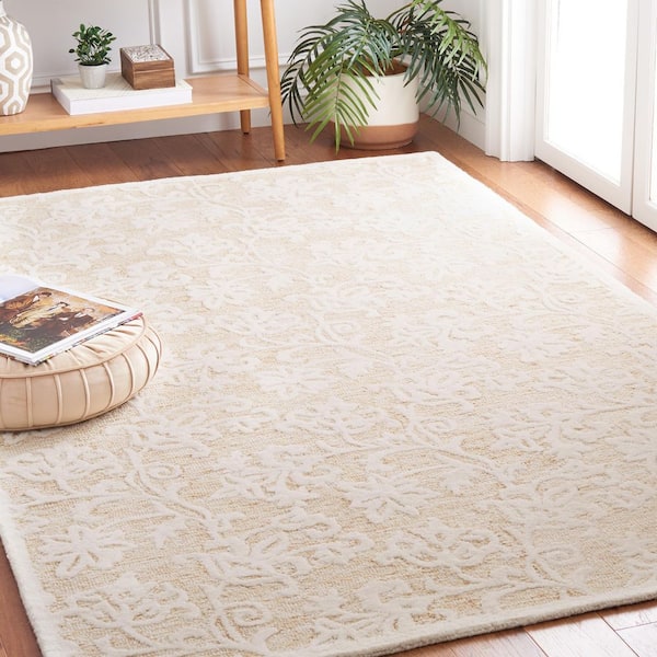 Martha Stewart Gold/Ivory 8 ft. x 10 ft. Floral Area Rug