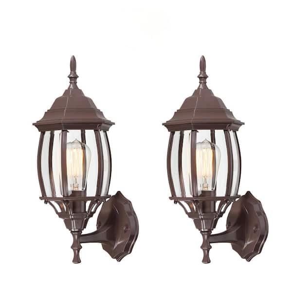 Hukoro 1-Light 16.5-in Bronze Outdoor Wall Lantern Sconce(2-Pack)