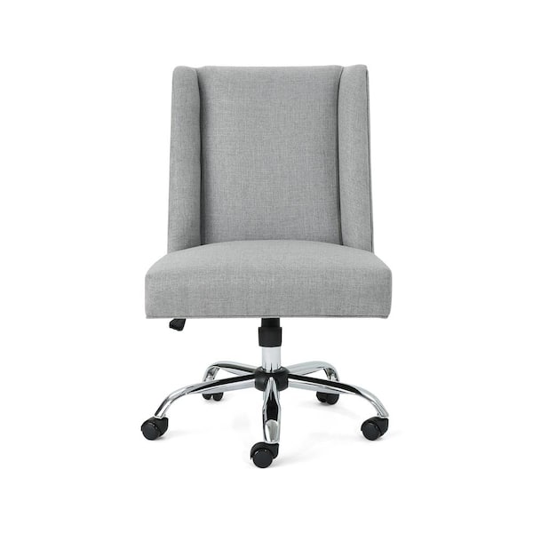 Noble House Hatherly Traditional Gray Fabric Adjustable Home Office Chair with Wheels