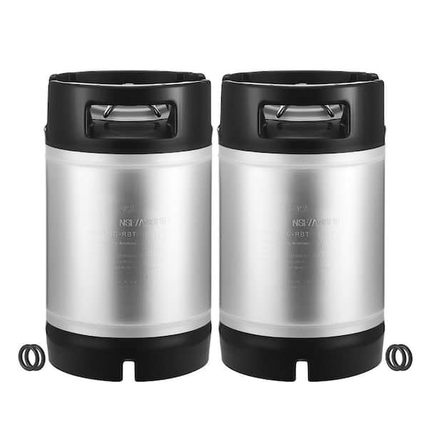 Corny Keg 2.5 Gal. Ball Lock Keg, SUS304 with Dual Rubber Handles and Heavy-Duty Rubber Bottom Brewing Equipment 2-Piece