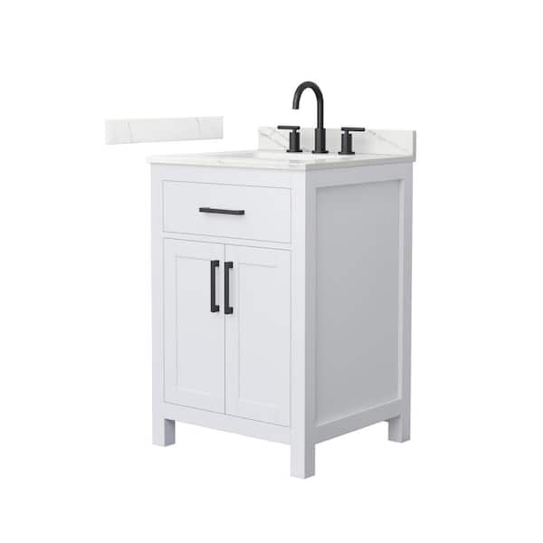 Beckett 24 in. Single Freestanding White Bath Vanity with Giotto Quartz Top (Assembled)