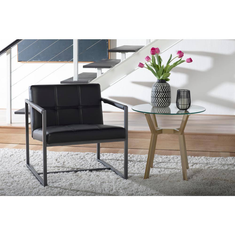 Camber Modern Black Leather Accent Chair with Metal Frame