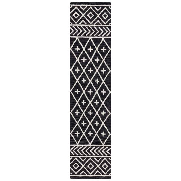 Metro 2 ft. x 9 ft. Black/Ivory Tribal Runner Rug