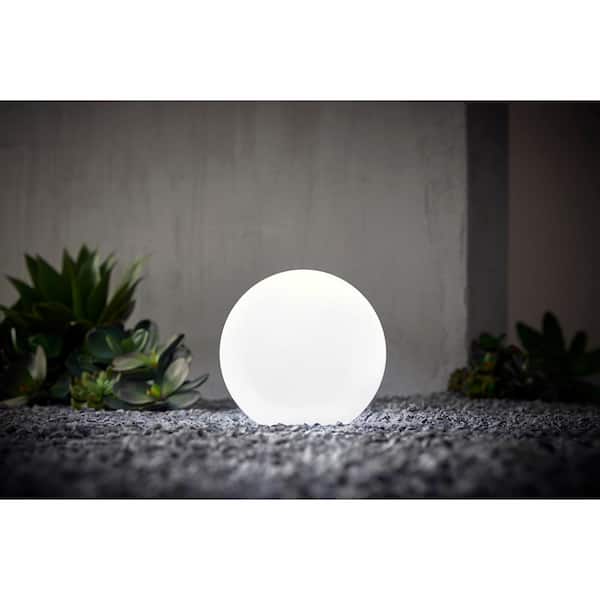 Hampton Bay 8 in. Battery Operated White LED RGB Color Changing Globe Ball Outdoor Path Light (1-Pack)