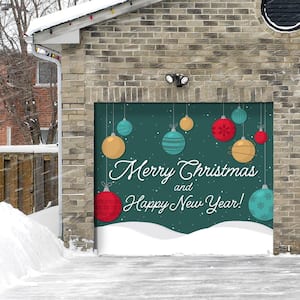 Merry Christmas Hanging Ornaments - Christmas 7 ' x 8' Garage Door Decor Banner Mural