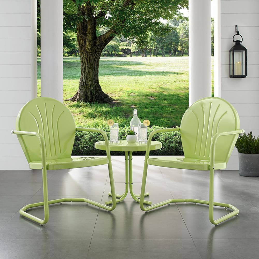 Key Lime Powder-Coated Metal 3-Piece Outdoor Conversation Set