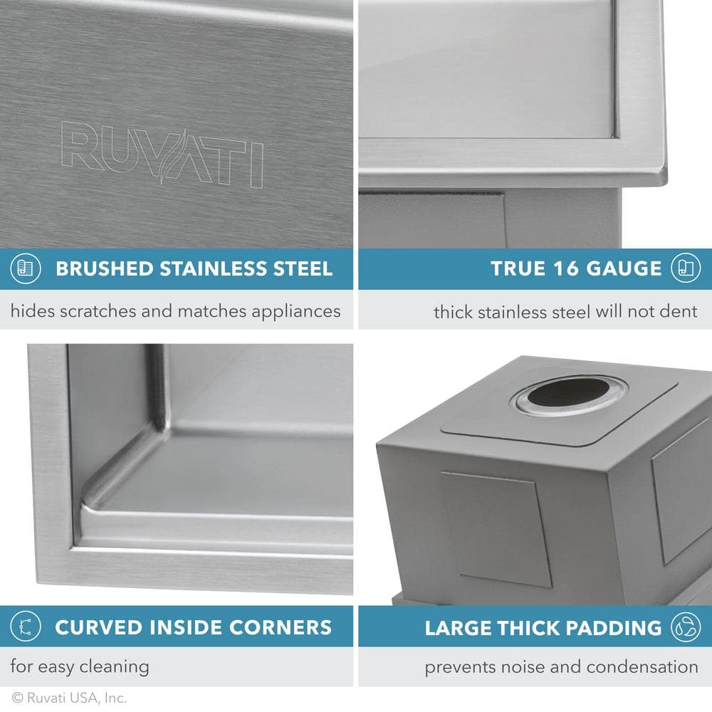 Ruvati 25" Stainless Steel Workstation Kitchen Sink with Wood Cutting Board