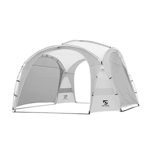 12 ft. x 12 ft. White Standard Pop Up Canopy UPF50 Plus Tent with Side Wall, Ground Pegs and Stability Poles Sun Shelter