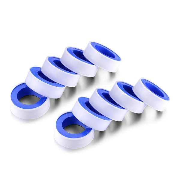 . 75" x 520" PTFE Thread Seal Tape for Plumbers in White (Pack of 10-Rolls)