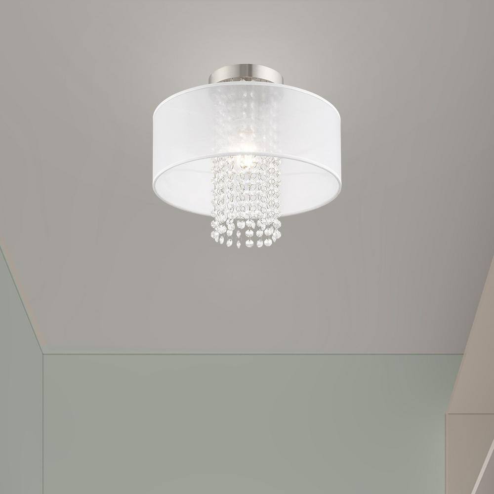 Bella Vista Brushed Nickel Crystal Drum Ceiling Light