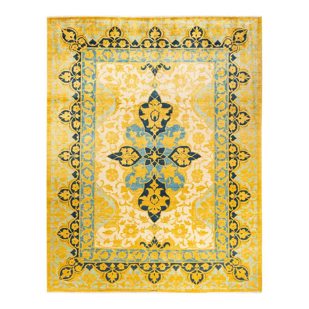 Eclectic Yellow 9 x 12 Floral Wool Indoor Area Rug price history on PriceWatchPro