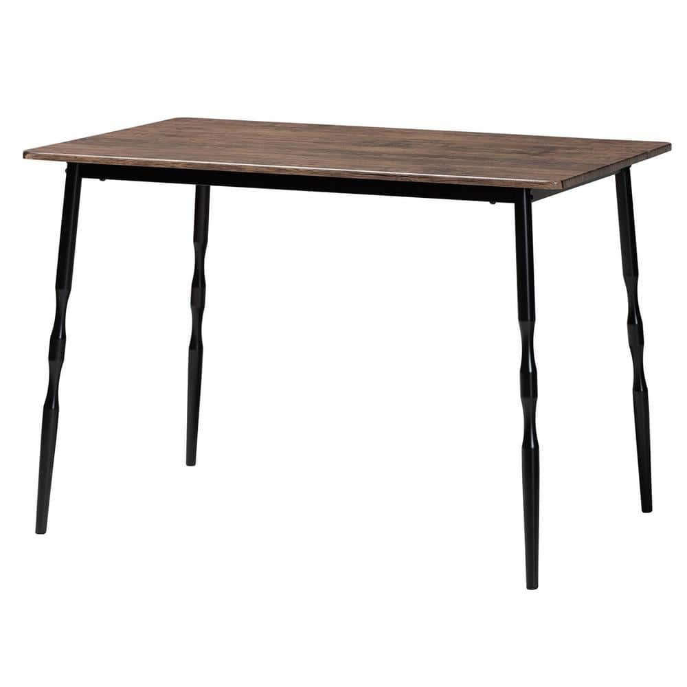 Nevan Brown Wood and Black Metal 5-Piece Dining Set
