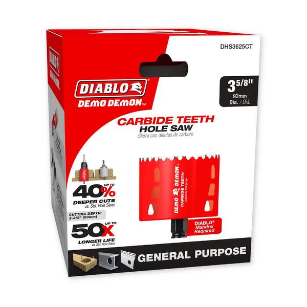 DIABLO 3-5/8 in. Carbide Hole Saw with 2-3/8 in. Cutting Depth