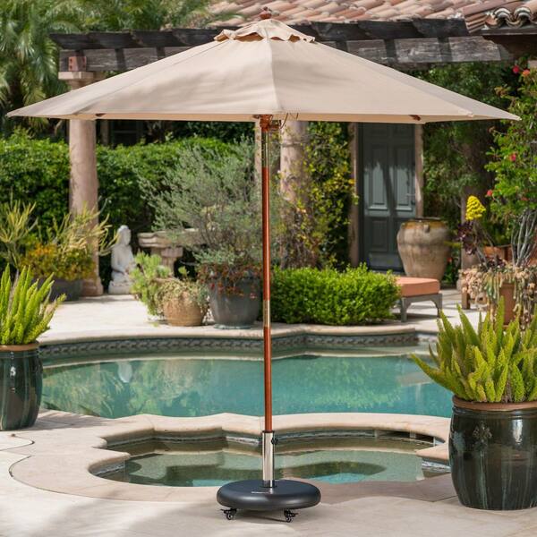 60 pound patio umbrella base AckMizz Stand Outdoor 81 pounds of robust concrete provide your umbrella with a solid anchor against heavy wind and rain;ONE SIZE FITS MOST 60 lb. steel 24 in.