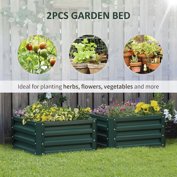 Outsunny 2 ft. x 2 ft. x 1 ft. Green Steel Raised Garden Bed Outsunny 2 ft. x 2 ft. x 1 ft. Green Steel Raised Garden Bed