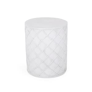 Aquilla Antique White Stone Outdoor Side Table