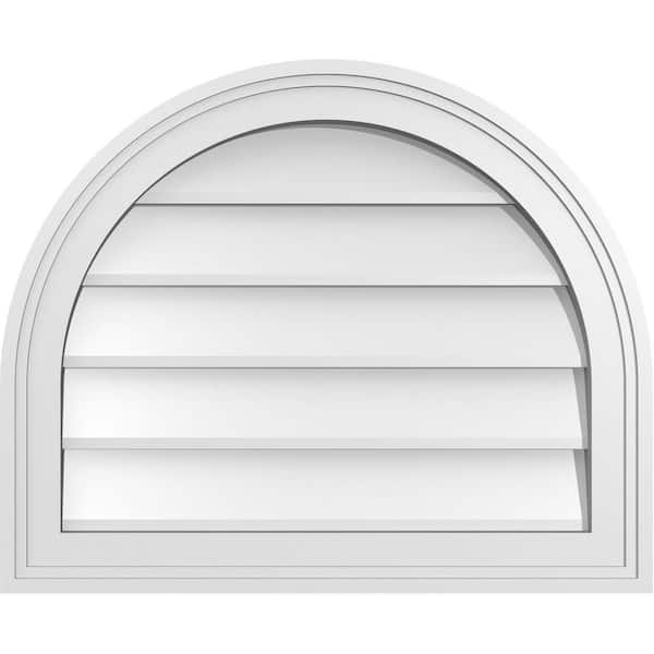Ekena Millwork 22 in. x 18 in. Round Top White PVC Paintable Gable Louver Vent Non-Functional