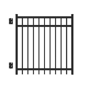 Natural Reflections 4 ft. x 4 ft. Black Aluminum Heavy-Duty Straight Fence Gate