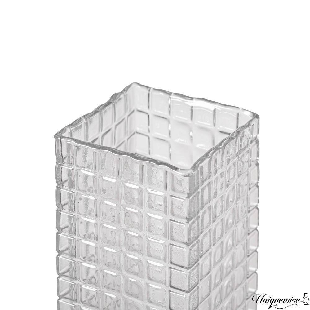 Uniquewise 12" Frosted Clear Glass Square Table Vase