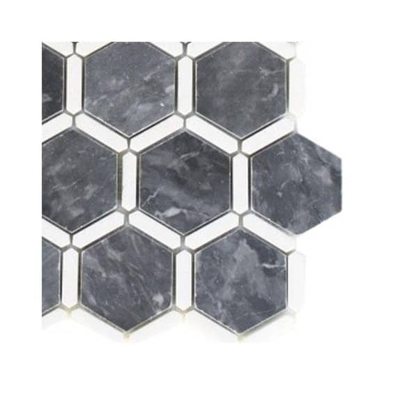 Ivy Hill Tile Ambrosia Dark Bardiglio and Thassos Stone Mosaic Floor and Wall Tile - 6 in. x 6 in. Tile Sample