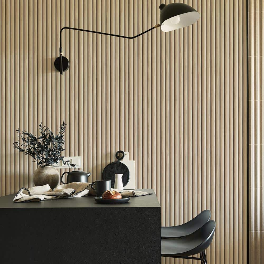 Blonde Reeded Wood Self-Adhesive Peel and Stick Wallpaper