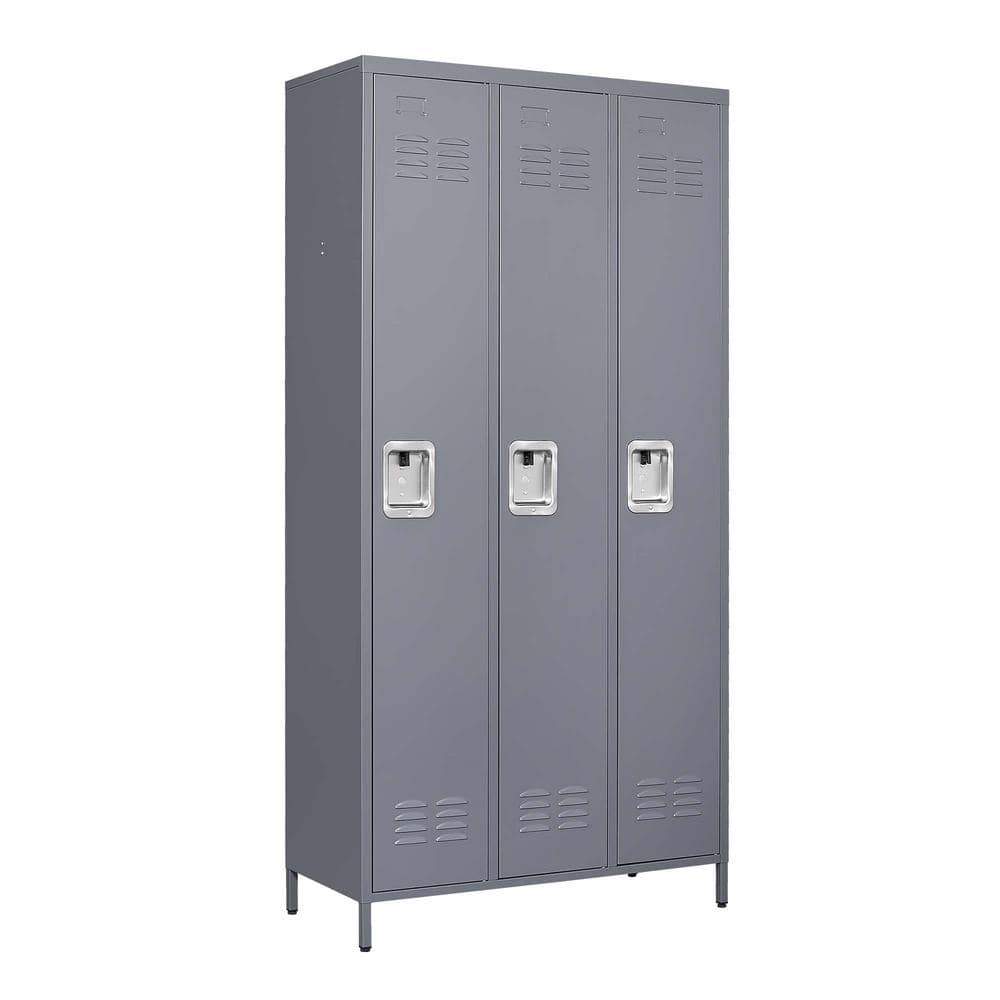 Tidoin 3-Tier 71.97 in. H Steel Storage Cabinet Locker with 3-Doors and ...