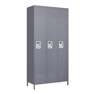 3-Tier 71.97 in. H Steel Storage Cabinet Locker with 3-Doors and 9-Compartments
