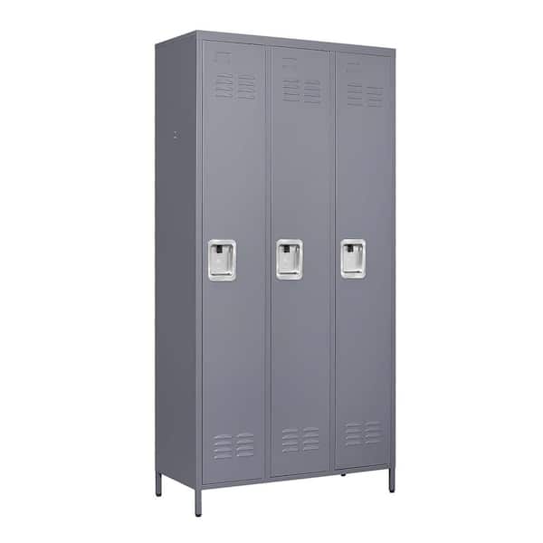 Tidoin 3-Tier 71.97 in. H Steel Storage Cabinet Locker with 3-Doors and 9-Compartments