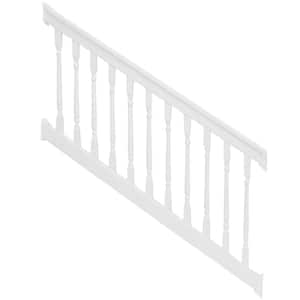 Delray 3 ft. H x 8 ft. W White Vinyl Stair Railing Kit with Colonial Spindles