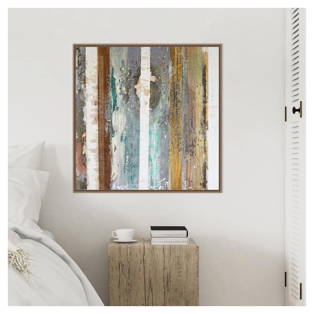 Textured Grain IV Abstract Canvas Art with Bronze Frame