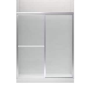 Deluxe 55-60 in. W x 70 in. H Framed Sliding Shower Door in Silver with Rain Texture Glass