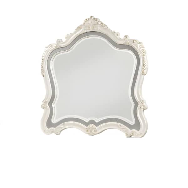 HomeRoots 45 in. W x 45 in. H Wood White Vanity Mirror