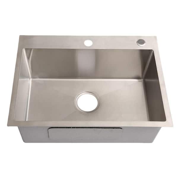 Wudkey 24 in. D x 17.7 in. W x 8.5 in. H 10.67 Gal. Stainless Steel Drop-In Washing Sink in Silver with Faucet and Drain Head