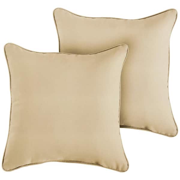 Sunbrella Canvas Antique Beige Outdoor Corded Throw Pillows (2-Pack)