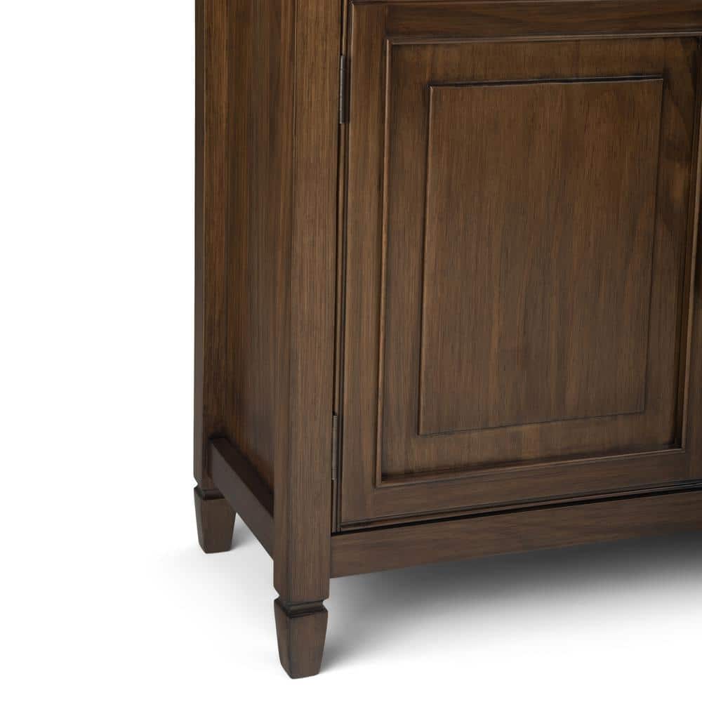 Rustic Natural Aged Brown Pine Accent Cabinet with Adjustable Shelving