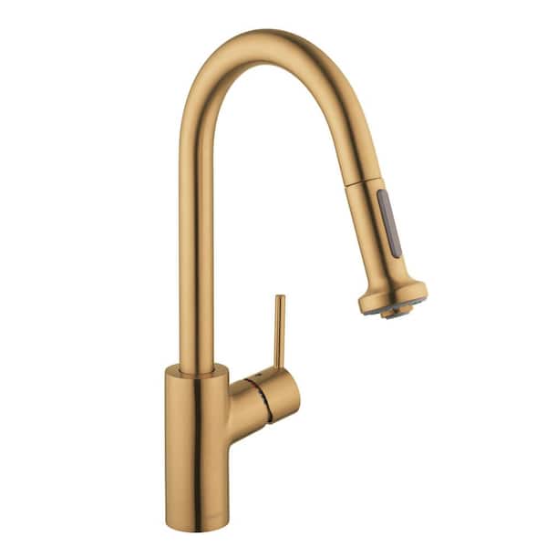 Talis S² Single-Handle Pull Down Sprayer Kitchen Faucet with QuickClean in Brushed Gold Optic